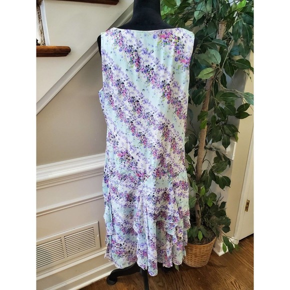 Nina Leonard Womens Multicolor Floral Round Neck Sleeveless Knee Length Dress 12 - Picture 7 of 12